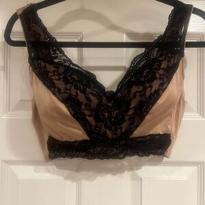 Rhonda Shear Nude and Black Lace Bralette